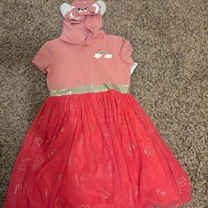 Disney Pixar Turning Red Dress XL 14-16 Hooded Full Tulle Skirt Short Sleeve